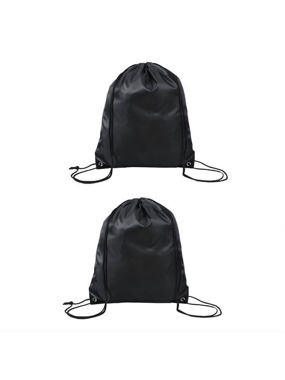 2Pcs Drawstring Backpack Wide Storage Drawstring Bags Ultra-Portable Length-Adjustable Straps Draw String Back Bag Style6 Black
