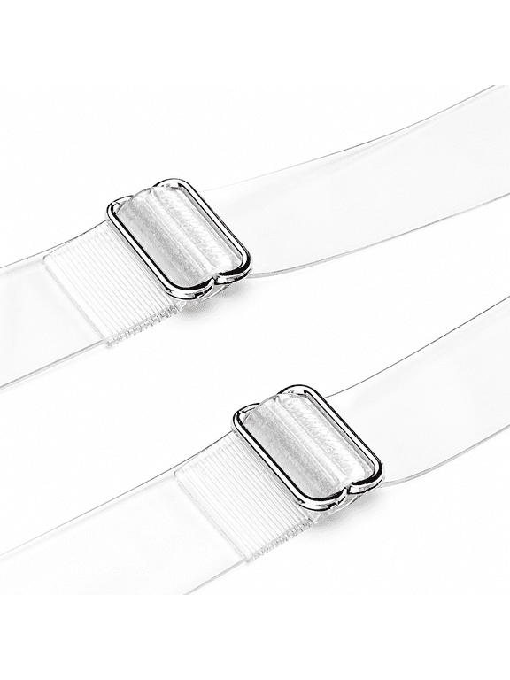 3 Pairs Clear Bra Straps, Stainless Steel Hook Multiple Width Support, Transparent Removable Invisible Replacement Bra Shoulder Straps
