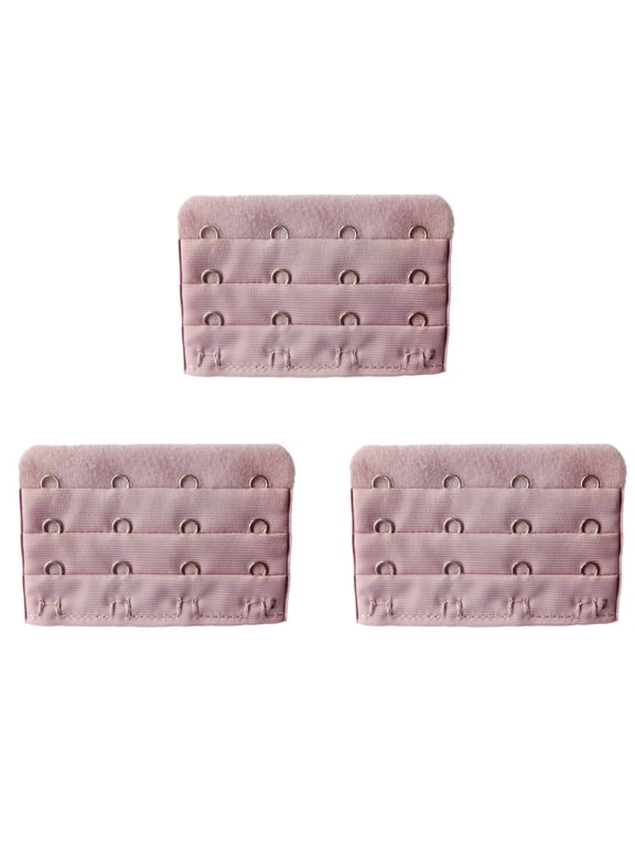 3 Pcs Bra Extender,2" Three-Row and Four-Fasteners Bra Back Extender,Soft Polyester Bra Strap Extender,Multicolor,Pink