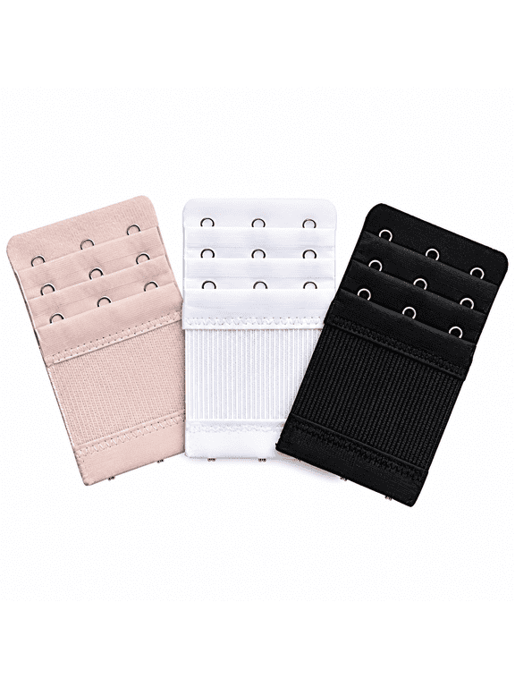3 Pieces Women'S Bra Extenders Elastic Stretchy Bra Extension Strap, 3 Rows X 3 Hooks (Multi-Color)