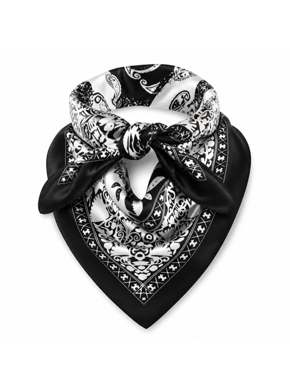 35 Inch Wild Rag Cowboy Scarves for Men, Large Rancher Neckerchief Silk Feel, Oversize Western Bandana