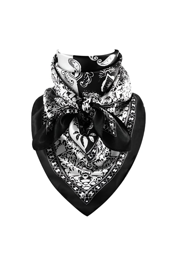 35 Inch Wild Rag Cowboy Scarves for Men, Large Rancher Neckerchief Silk Feel, Oversize Western Bandana