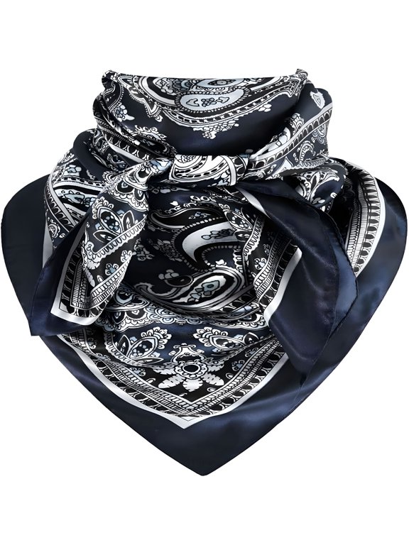 35 Inch Wild Rag Cowboy Scarves for Men, Large Rancher Neckerchief Silk Feel, Oversize Western Bandana