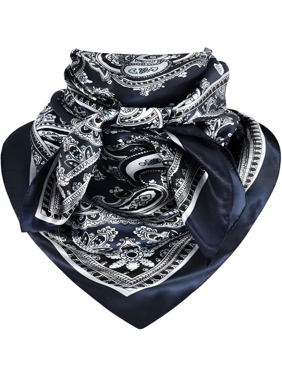 35 Inch Wild Rag Cowboy Scarves for Men, Large Rancher Neckerchief Silk Feel, Oversize Western Bandana