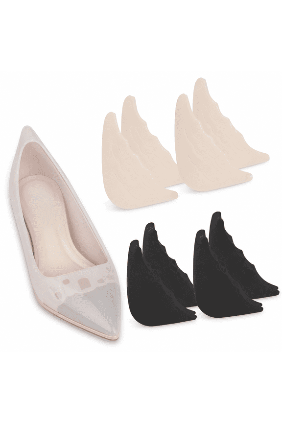 4 Pairs Toe Filler Inserts Adjustable Toe Plug Reusable Shoe Filler for Too Big Shoes for Women Men Unisex Pumps Flats Sneakers - Black + Beige