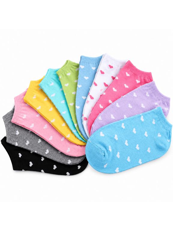 5 Pairs of Women Ankle Socks Low Cut Sock Short No Show Socks Random Color (Heart Pattern)
