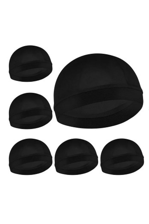 6-Pack Stocking Bonnets Shower Caps Bonnet for Men,Black