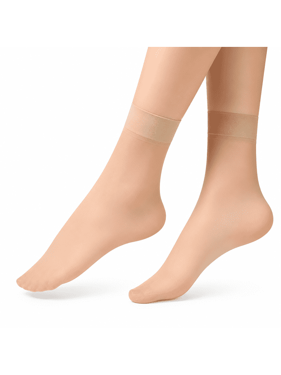 6 Pairs Sheer Socks Womens Casual Ankle Socks Nude Nylon Socks Stocking Summer Ultra Thin Cool See Through Silk Socks Summer Thin Soft Tight Hosiery