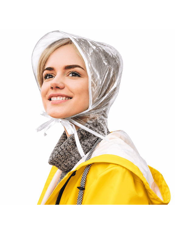 6Pcs Women'S Rain Bonnet with Visor Clear Waterproof Plastic Rain Bonnet Hat for Women Female Clear Rain Hats for Women
