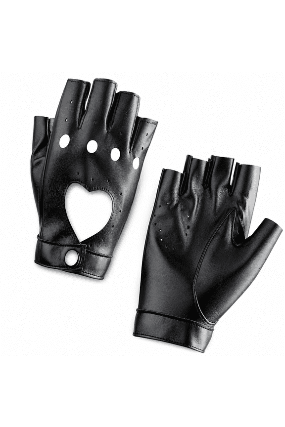 Black PU Leather Fingerless Gloves, Fingerless Leather Gloves, Biker Gloves, Goth Gloves, Punk Gloves, Cosplay Gloves, Gothic Punk Accessories