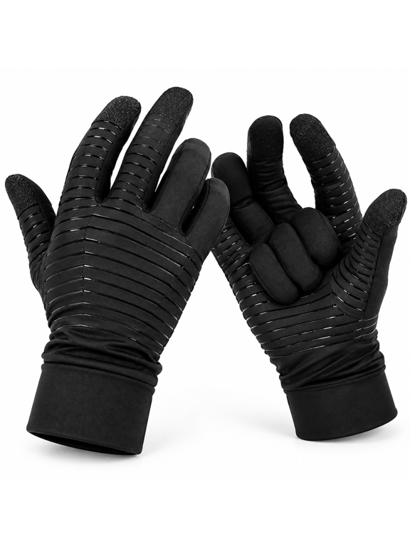 Compression Full Finger Gloves with Touchscreen for Everyday Support Warm Gloves for Men and Women Black L Black Gloves Women