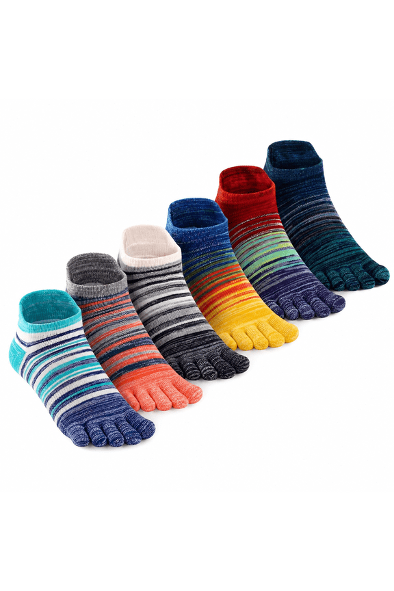 Cotton Toe socks for women men, Walking Running Ankle five toe socks Multicolor 6 pairs Large size