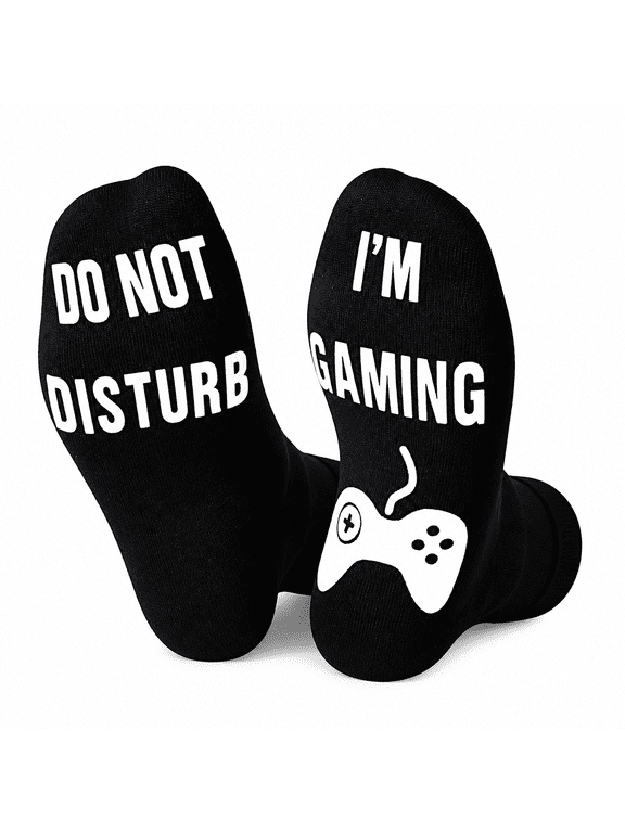Do Not Disturb I'M Gaming Socks, Funny Novelty Socks Gaming Gift for Teen Boys Mens Gamer Kids Sons Husbands Boyfriends Women