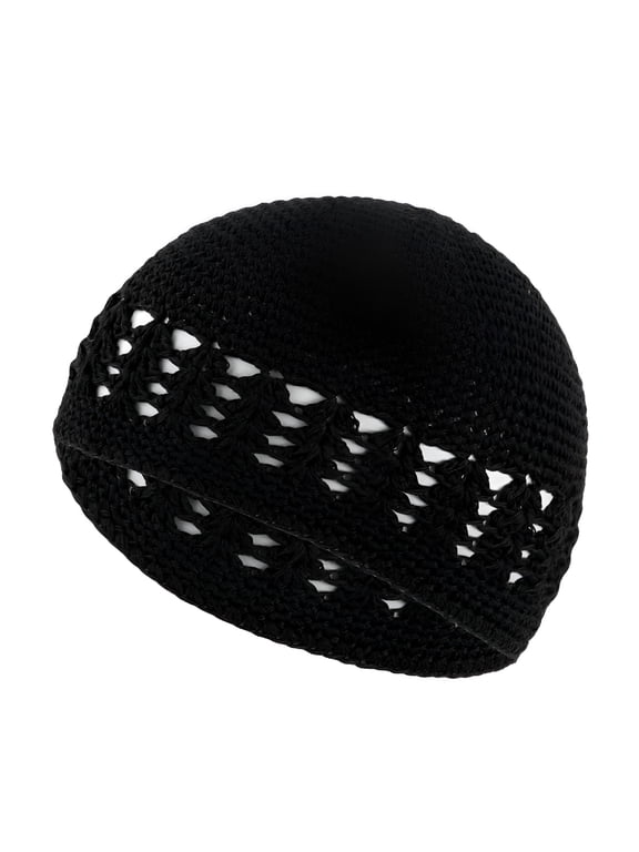 Kufi Cap Solid Cotton Women Men Prayer Hats Islamic Beanie Kufi Hats Crochet Handmade Winter Keep Warm Accessories
