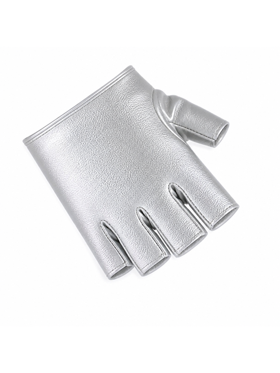 Lady Fashion Faux Leather Half Finger Gloves Driving Pole Dancing Show Gloves