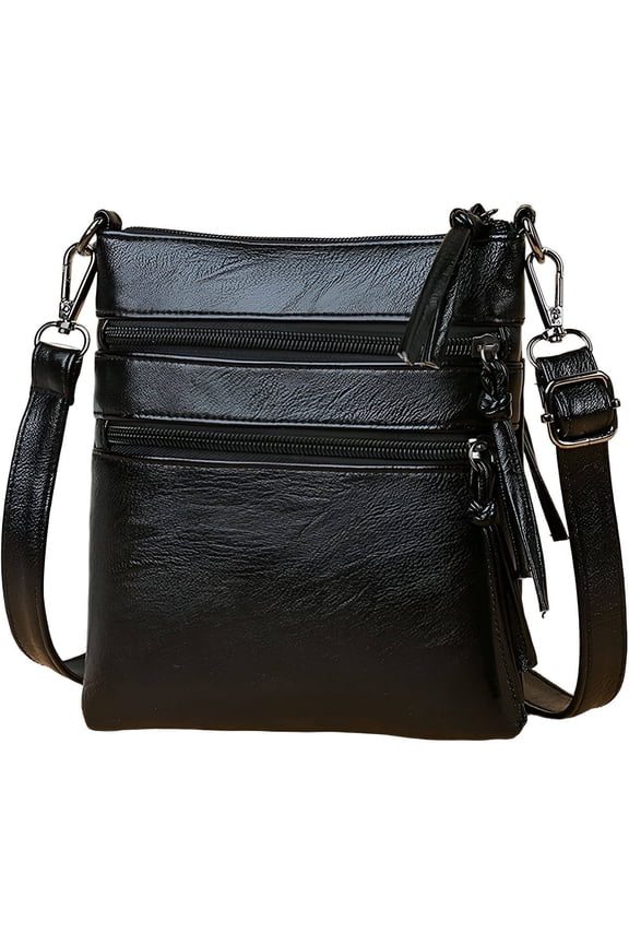 Medium Crossbody Bags for Women,Soft Leather Material Crossbody Bags for Women Medium Size,Vertical Shape Medium Purses for Women,Black