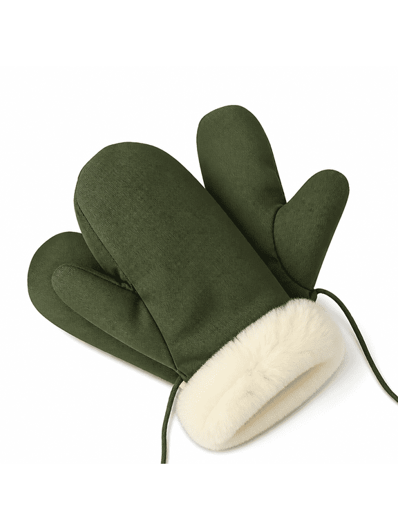 Men's Winter Gloves with String Fleece Lined Mittens Cold Weather Accessories