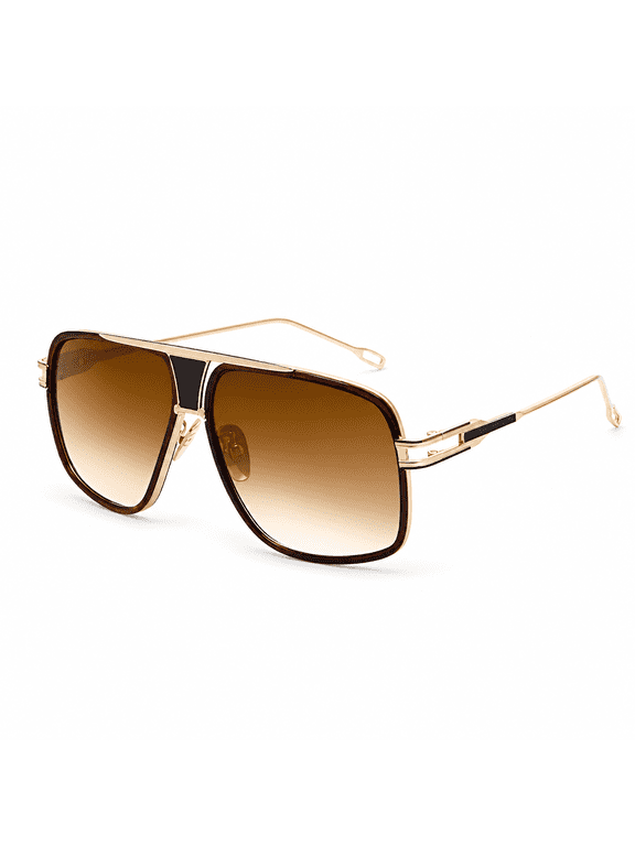 Oversized 70S Aviator Sunglasses for Men Disco Sun Glasses Cool Designer Tinted Shades Gold Alloy Frame