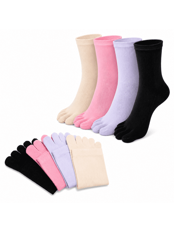 Pairs Running Toe Socks, Five Finger Trainer Socks, Toe Separator Socks for Men and Women, Pink