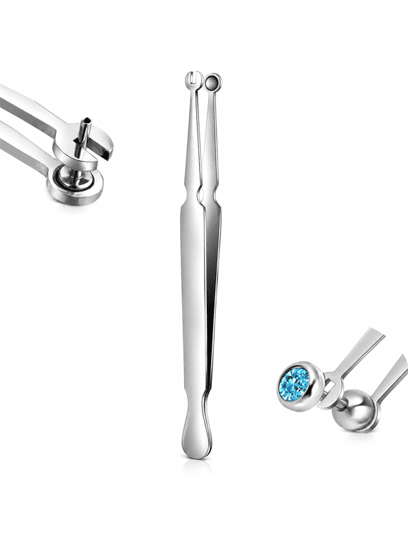 Piercing Taper Ball Grabber Tool for Changing Jewelry - 14G 16G 18G 20G Stainless Steel Flat Back Earrings Applicator Tool Threadless Insertion Pin Thread Body Piercing Kit for Ear Nose Lip
