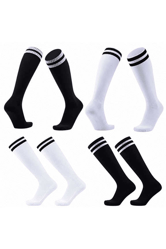 Soccer Socks Adult Men Knee High 4 Pack,Sports Socks Cotton for Baseball/Soccer/Lacrosse