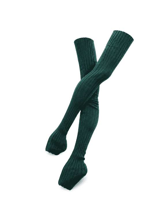 Socks Leg Warmer Women Thigh High Tie Cable Knit Crochet Long Boot Socks Yoga Leg Green L