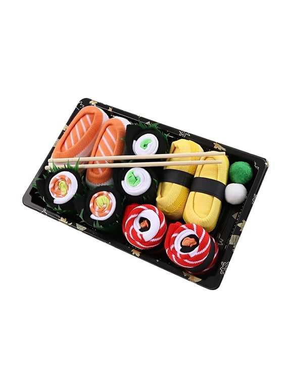Sushi Socks Mid-Calf Combed Cotton Socks Sushi Sock Box Fish Salmon Size 38-42