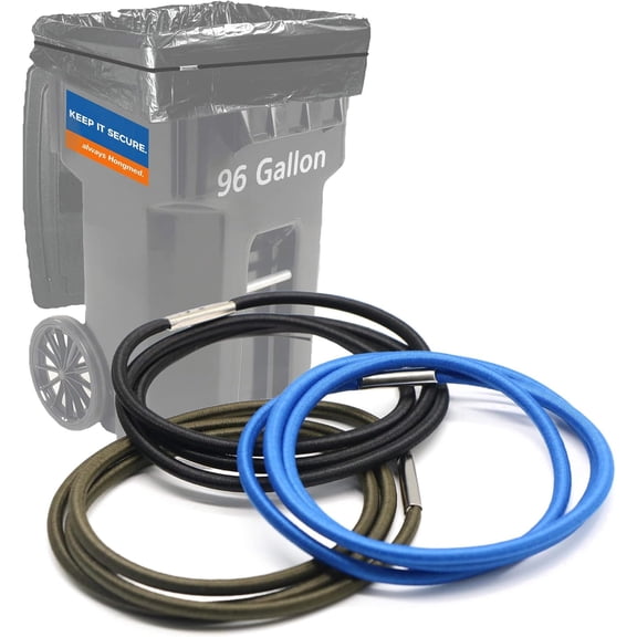 FLORNIX Trash Can Bands Set of 3, Fits 55, 65, 96 Gallon Trash Cans, Extra Large Rubber Bands for Big Garbage Can Bag, Durable Kitchen Trash Bag Bands, Heavy Duty Moving Bands in Black Blue