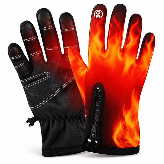 FLORNIX USB Heated Gloves for Men and Women, Touchscreen Waterproof Winter Gloves with Heating System, Rechargeable Thermal Mittens for Outdoor Activities, Skiing, Cycling, Hiking, Cold Weather Work