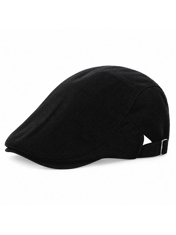 Unisex Beret Hat Solid Baseball Flat Cap Topee Hats (Black,One Size)