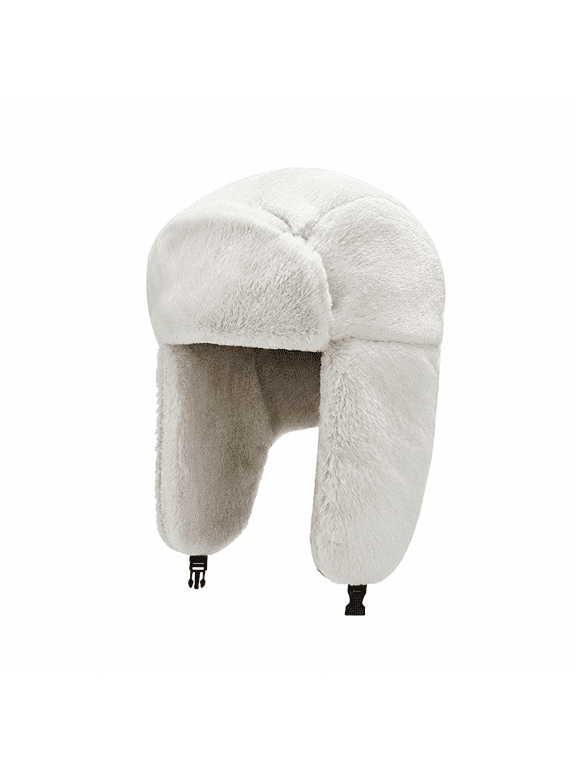 Warm Thick Plush Windproof Winter Hat Snow Caps Russian Ushanka Bomber Hat White Bomber Hat