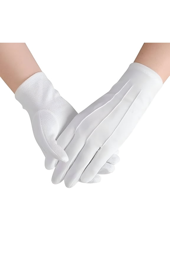 White Cotton Gloves Men Costume Stitched Uniform Gloves for Wedding Formal Tuxedo Party, Coin Jewelry Inspection Gloves, Men Uniform Gloves for Police Server Funeral Formal Tuxedo Guard