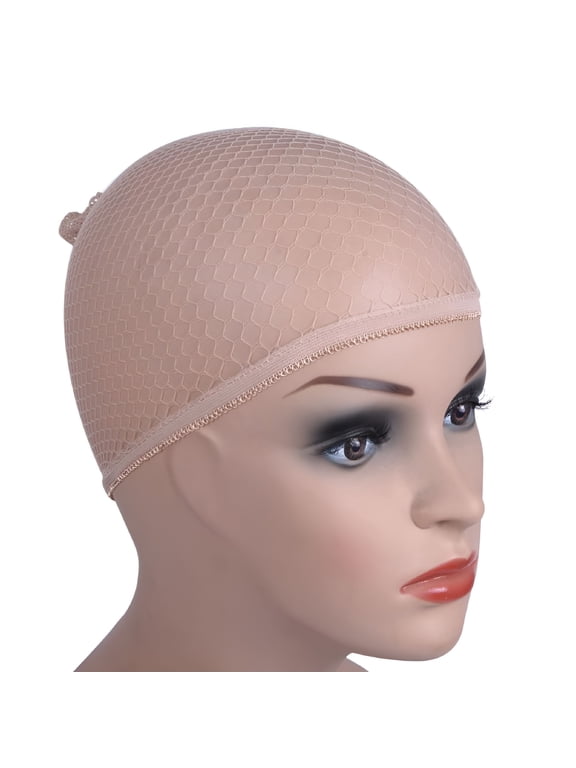 Wig Cap for Lace Front Wig, 6 Pcs Mesh Wig Caps for Women, Mesh Open End Stretchy Stocking Caps for Wigs (6 Pack, Nude Beige)