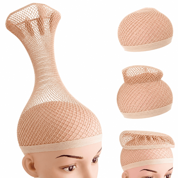 FLORNIX Wig Cap for Long hair, Hair Net for Wig, Fishnet Wig Cap for Women, Natural Nude, 3 Pack