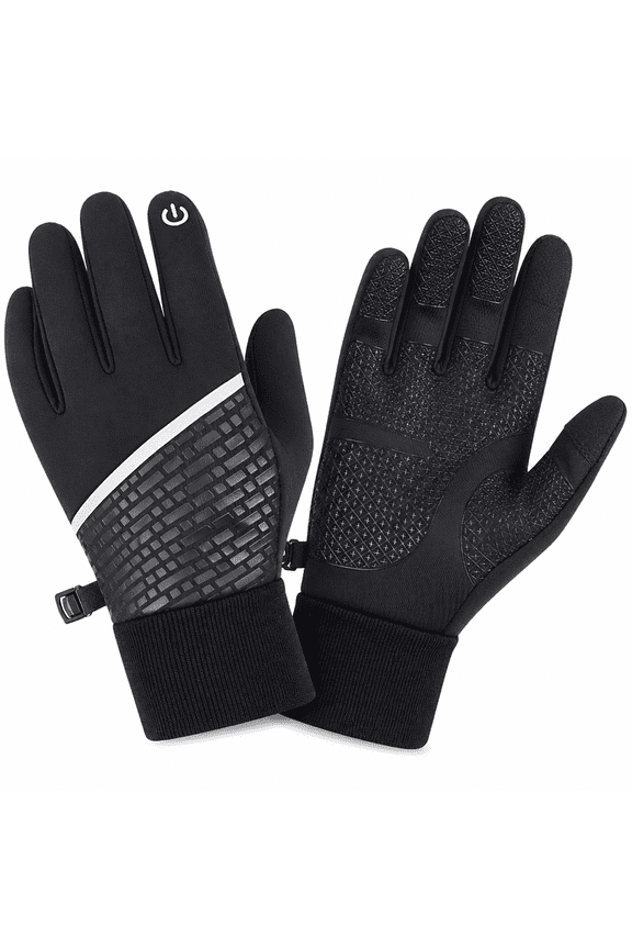 Winter Running Gloves Screen Lightweight Thermal Warm Mittens Waterproof Cold Weather Thin Glove Black Outdoor Men Women for Work Outdoor Sports Cycling Bike Motorcy