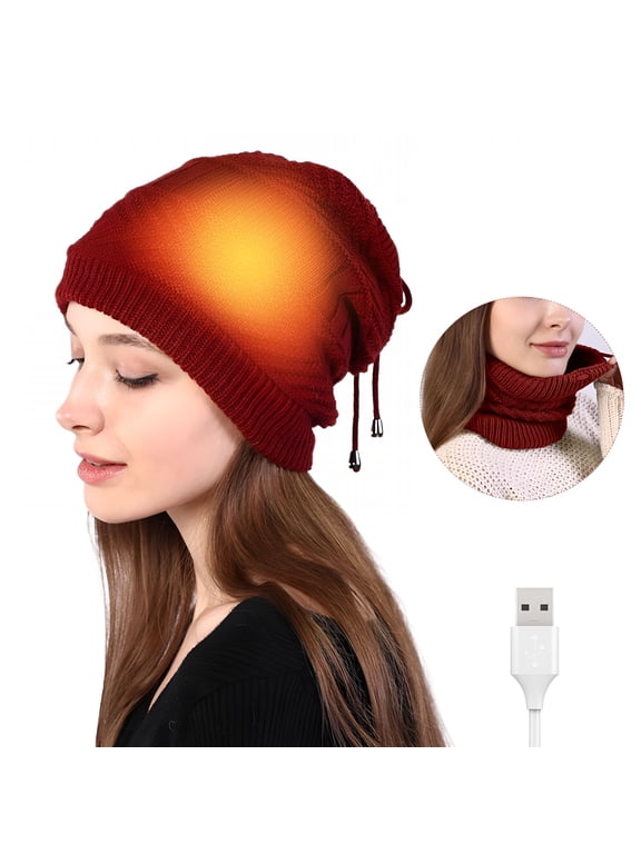 Winter Warm Electric Heat Hat, USB Heated Hat, Winter Knitted Windproof Thermal Warm Heat Cap, for Skiing, Snowboarding, Snowmobile, Snow Shoveling, Must Have For Winter