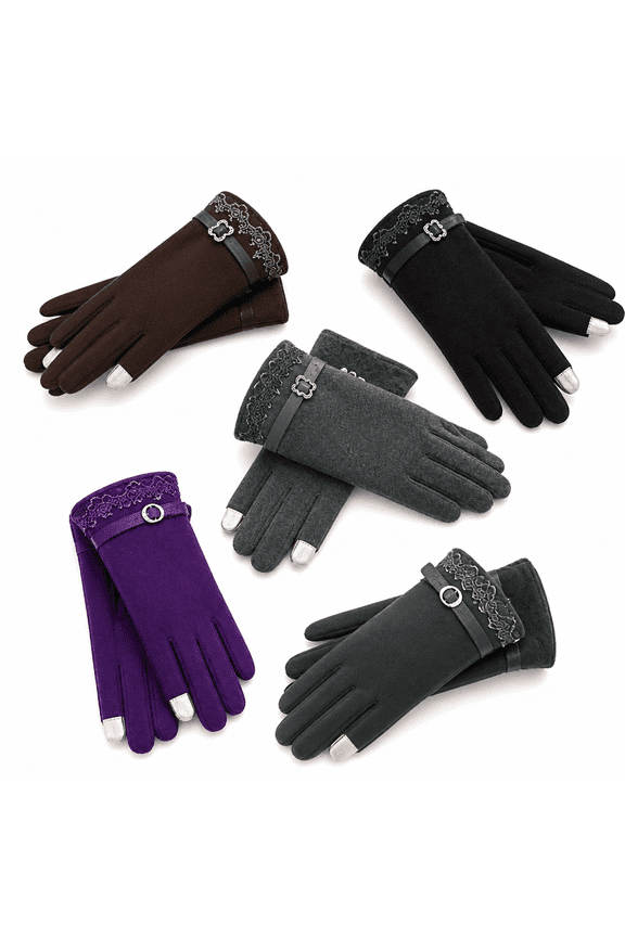 Winter Women Ladies Touch Screen Warm Lace Gloves Mittens for Cell Phone iPad