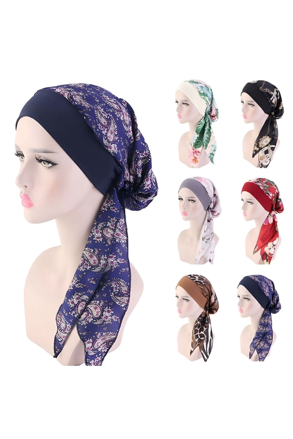 Women Cancer Head Scarf Chemo Hair Loss Hat Turban Pre-Tied Headwear Bandana