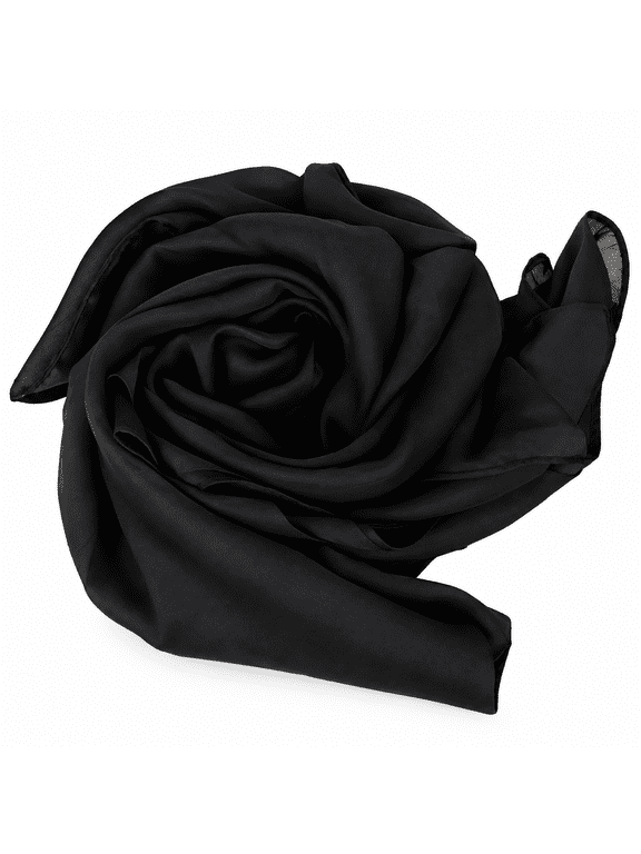 Women'S Scarf Wrap Fashion Lightweight Thin Chiffon Pashmina Cape Fall Satin Soft Casual Cozy Holiday Black One Size