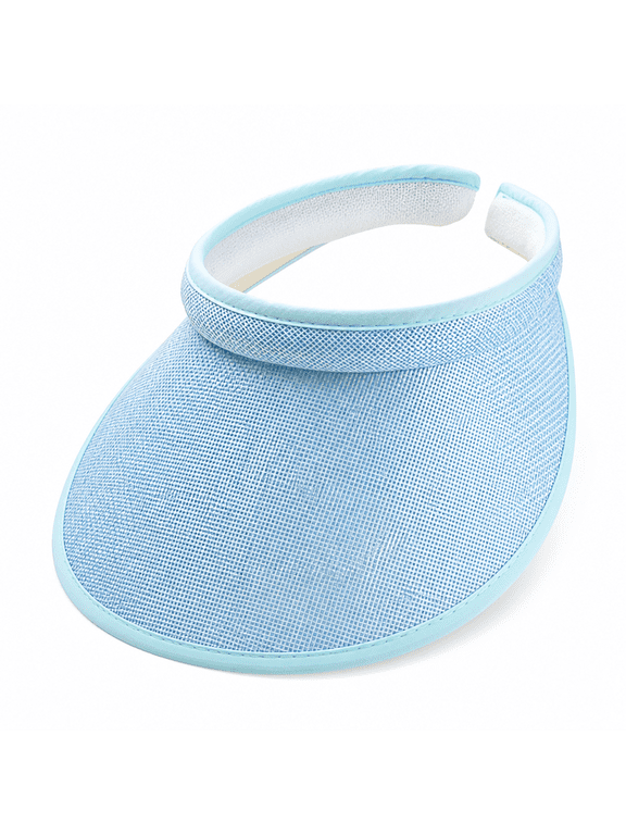 Women'S Slip-On Sun Visor Hats Stylish Holiday Wide Brim Straw Visors Summer Beach Hat,Light Blue