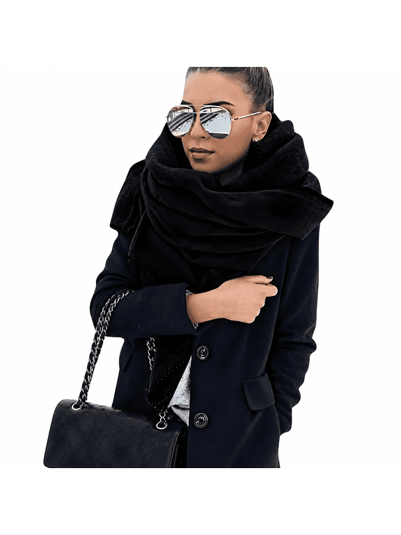 Women Scarf, Fashion Solid Color Soft Skin-friendly Fleece Winter Neck Warm Long Large Shawl Scarf Blanket Neck Wrap