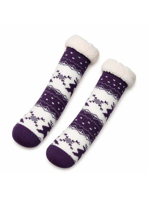 Women's Winter Lined Wool Socks Thick Heavy Winter Protection Thermal Boots Socks Fuzzy Non Floor Thickened Socks for Ladies
