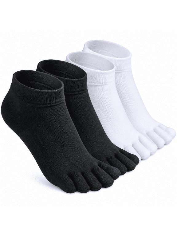 Womens Toe Socks Cotton Five Finger Ankle Socks with Toes Separated for Running Athletic 4 Pairs