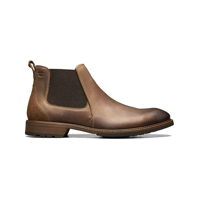 FLORSHEIM Mens Brown Pull Tab Lug Sole Cushioned Goring Lodge Round Toe Block Heel Leather Chelsea 10 M