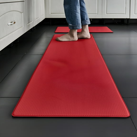 FLORVIX 2026 New Kitchen Floor Mats Cushioned Anti Fatigue,45*120Cm,Standing Runner Rug Waterproof,Comfort Memory Foam Padded for Front Sink Laundry,Red