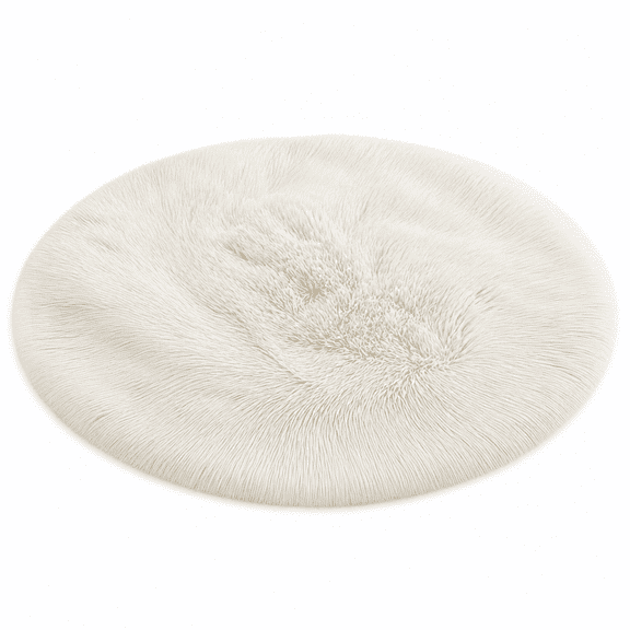 FLORVIX 2026 New Round Rug,Small Circle Faux Sheepskin Fur Rug Fluffy Boho Plush Rug Cute Furry Rugs for Bedroom Cushion Home Decor,Machine Washable,White Fluffy Rug for Bedroom,16"