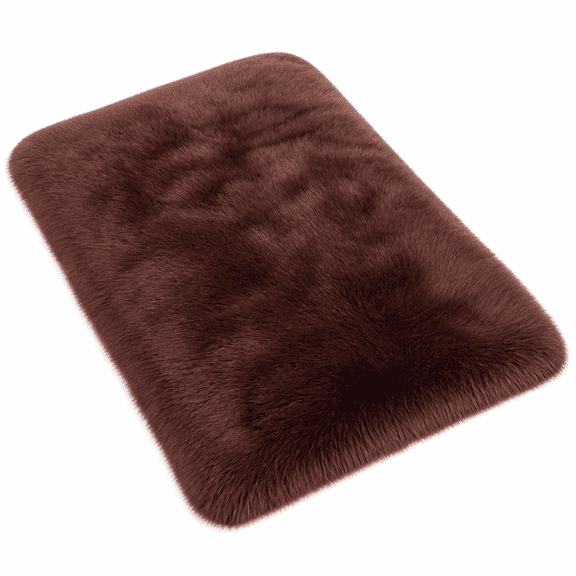 FLORVIX Soft Fluffy Brown Area Rugs 20"X 60" Rectangular Faux Fur Sheepskin Shaggy Carpet for Bedroom Living Room