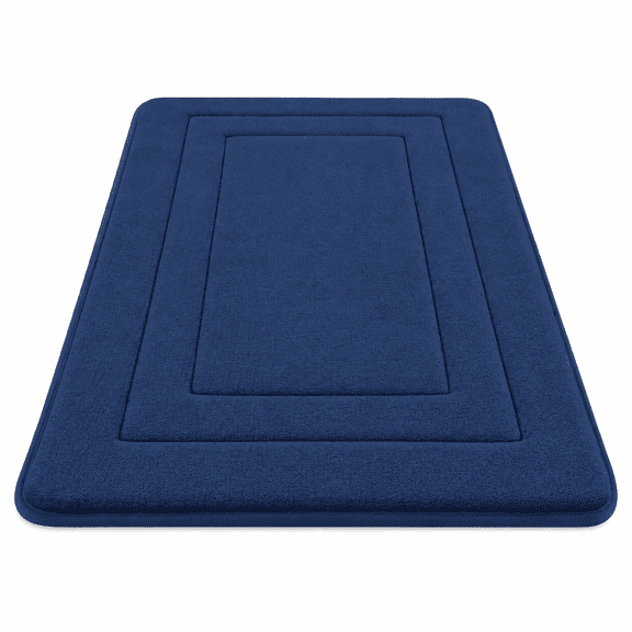 FLORVIX Super Soft Memory Foam 20" X 32" Bath Mats for Bathroom Floor Shower & Tub, Navy Blue Bathroom Rugs Non Slip Washable, Water Absorbent Bath Rugs, Quick Dry Bath Carpet
