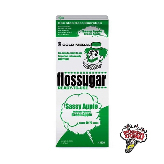 Gold Medal Flossugar Sour Apple Cotton Candy Mix - 3 lbs — Residential Use, Standard Application