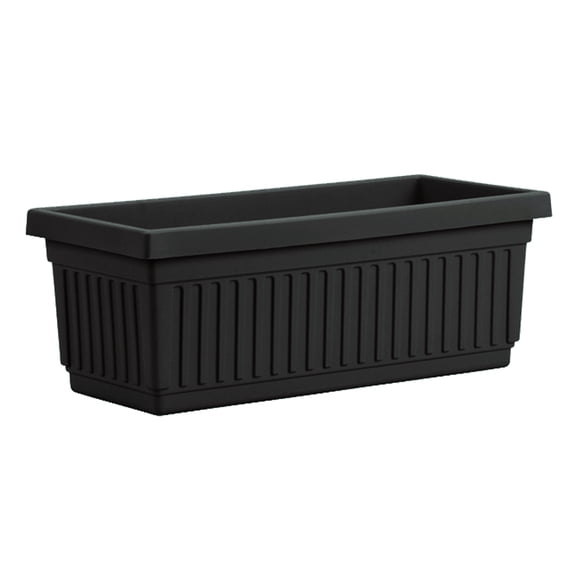 HC Companies Fluted Plastic Venetian Planter - 30 In Outdoor Window Box, Black